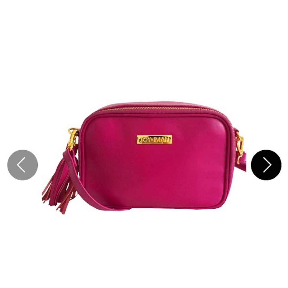 JOY & IMAN ORGANIZER FUCHSIA LEATHER CROSS BODY BAG